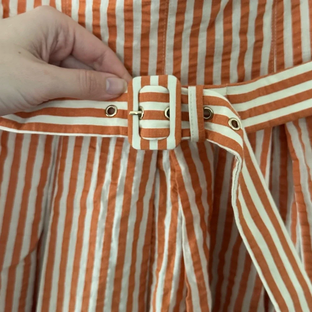 NWT Shona Joy “Hele Ruched Panelled Midi Dress - Coconut & Tangerine - Sz. 6 - Picture 6 of 7